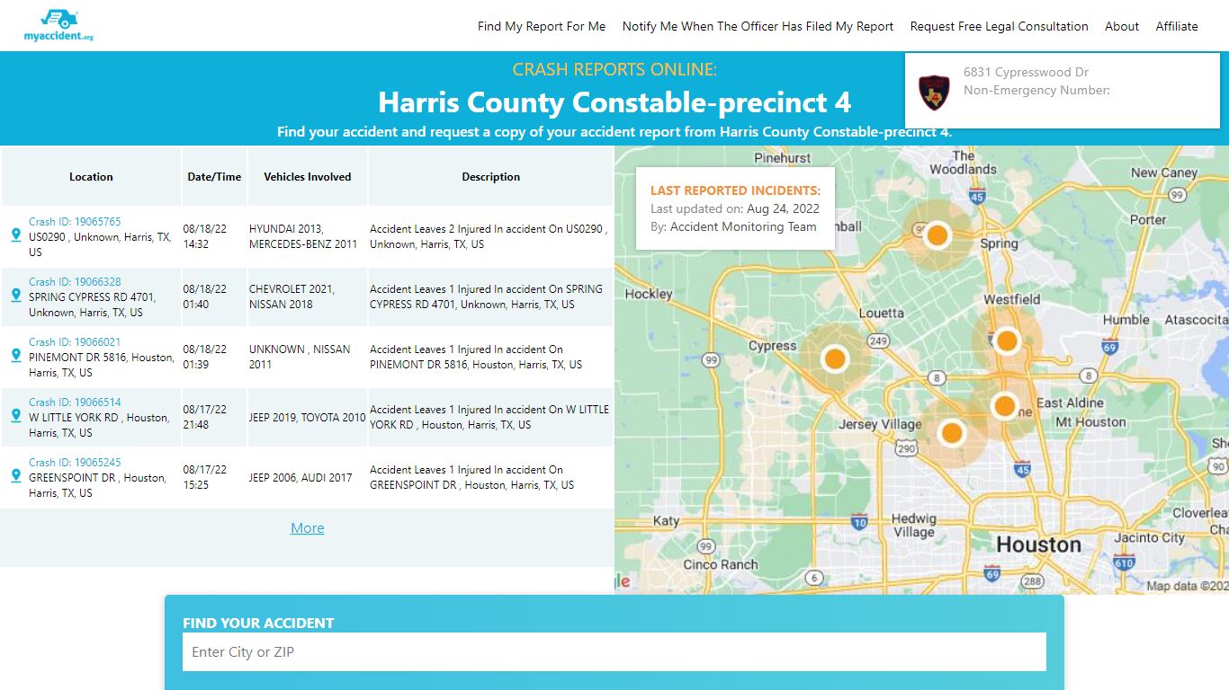Online Crash Reports for Harris County Constable-precinct 4